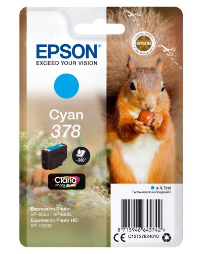 EPSON Singlepack Cyan 378 Claria Photo HD Ink , Epson , EPSC13T37824010 , 8715946645742